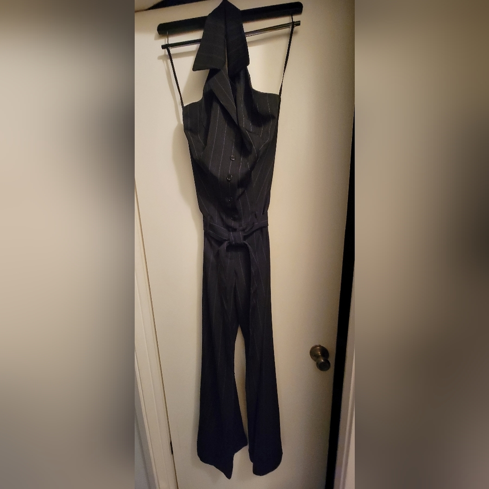 Pant suit halter pinstripe lg